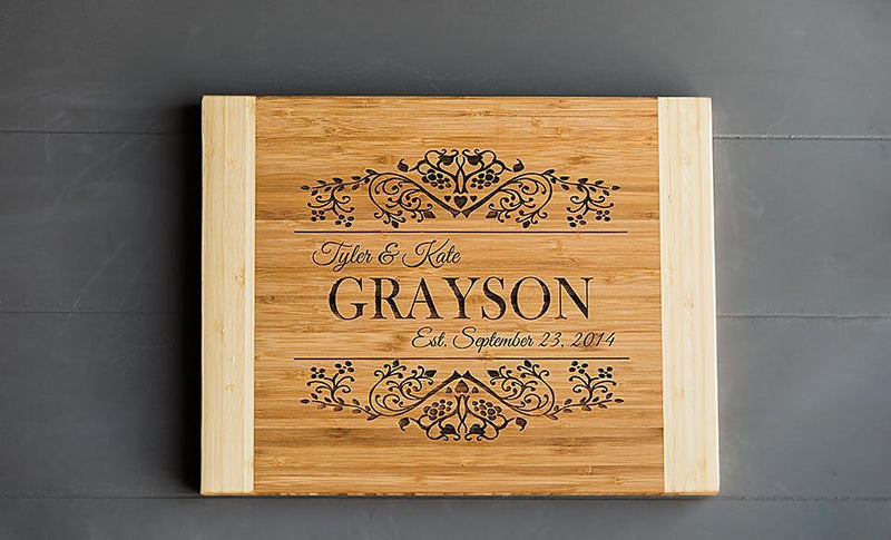 Personalized 11x14 Bamboo Cutting Board & Set of 4 Bamboo Coasters -  - Qualtry