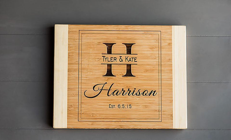 Personalized 11x14 Bamboo Cutting Board & Set of 4 Bamboo Coasters -  - Qualtry