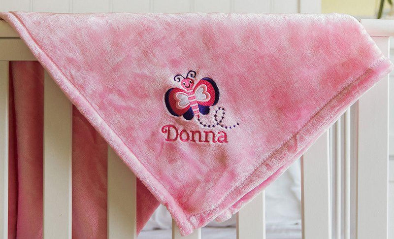 Personalized Embroidered Baby Blankets with Animal Designs - Pink - Qualtry