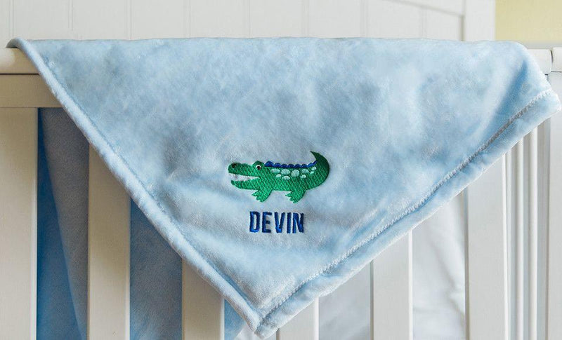 Personalized Embroidered Baby Blankets with Animal Designs - Blue - Qualtry