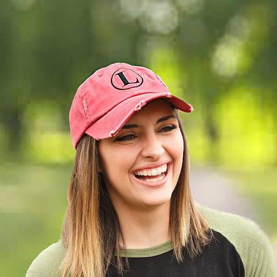 Monogrammed Distressed Baseball Hat -  - Qualtry
