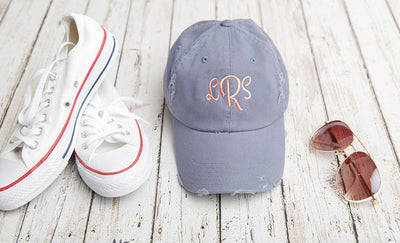 Monogrammed Distressed Baseball Hat - Nickel - Qualtry