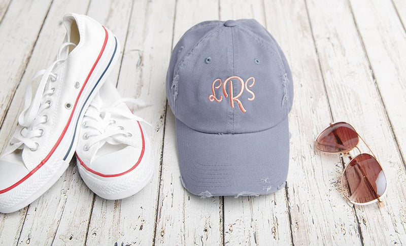 Monogrammed Distressed Baseball Hat - Nickel - Qualtry