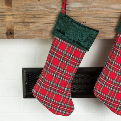 Stockings - Plaid Green Stocking - Wingpress Designs