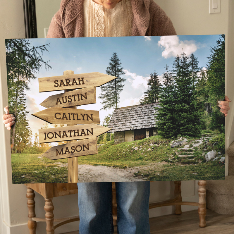 Personalized Cabin Canvas Print with Family Names -  - JDS