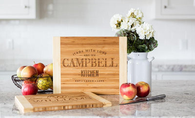 Personalized Two Tone Bamboo Cutting Board 11x14 - Modern Collection -  - Qualtry