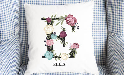 Personalized Floral Alphabet Throw Pillow Covers -  - Qualtry