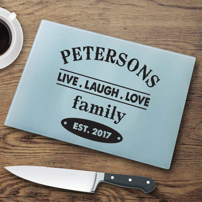Personalized Live Laugh Love Glass Cutting Boards -  - JDS