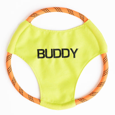 Personalized Dog Rope Frisbee - Orange/Green - Qualtry