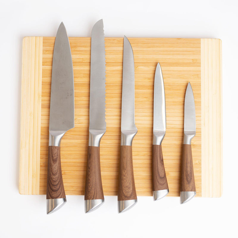 Set of 5 Stainless Steel Wood Handled Knives -  - Qualtry