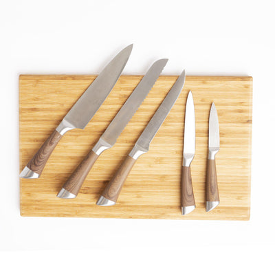 Set of 5 Stainless Steel Wood Handled Knives -  - Qualtry