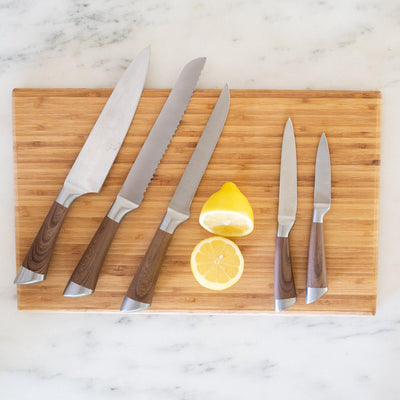 Set of 5 Stainless Steel Wood Handled Knives -  - Qualtry