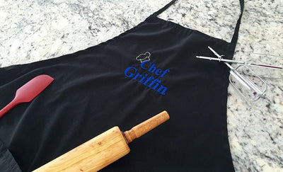 Personalized Embroidered Black Cooking Aprons -  - Qualtry