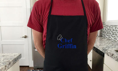 Personalized Embroidered Black Cooking Aprons - Griffin - Qualtry