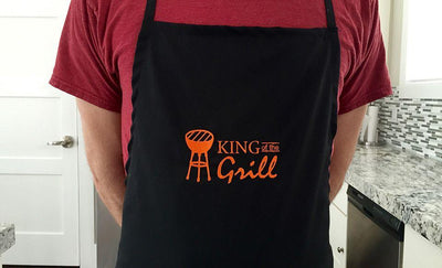 Personalized Embroidered Black Cooking Aprons - King of Grill - Qualtry