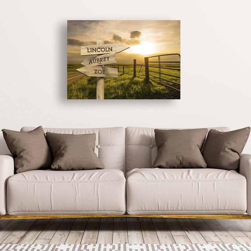 Personalized Farm Road Canvas Print with Family Names -  - JDS