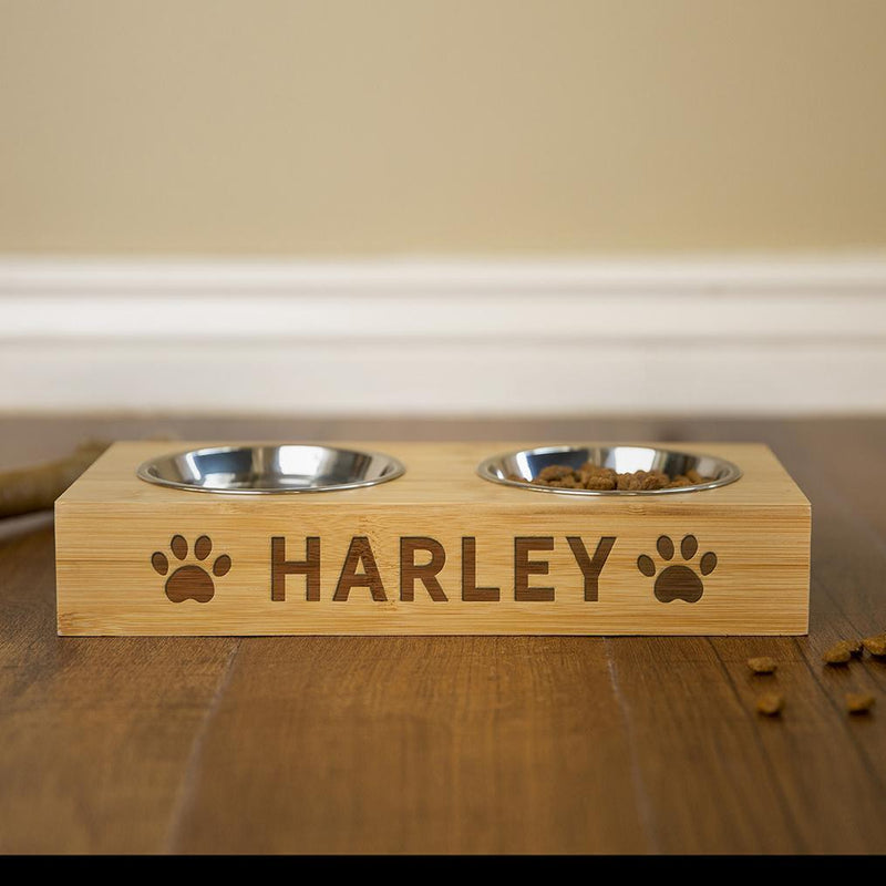 Personalized Dog and Cat Feeding Stands with Bowls -  - Qualtry