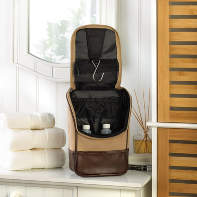 Personalized Set of 5 Canvas and Leather Toiletry Bags -  - JDS