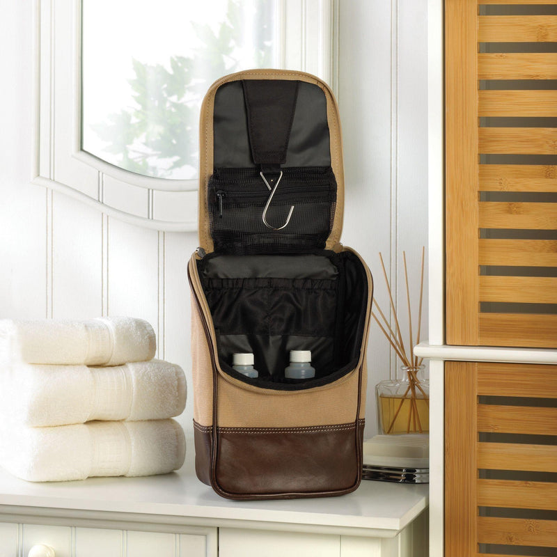 Personalized Set of 5 Canvas and Leather Toiletry Bags -  - JDS