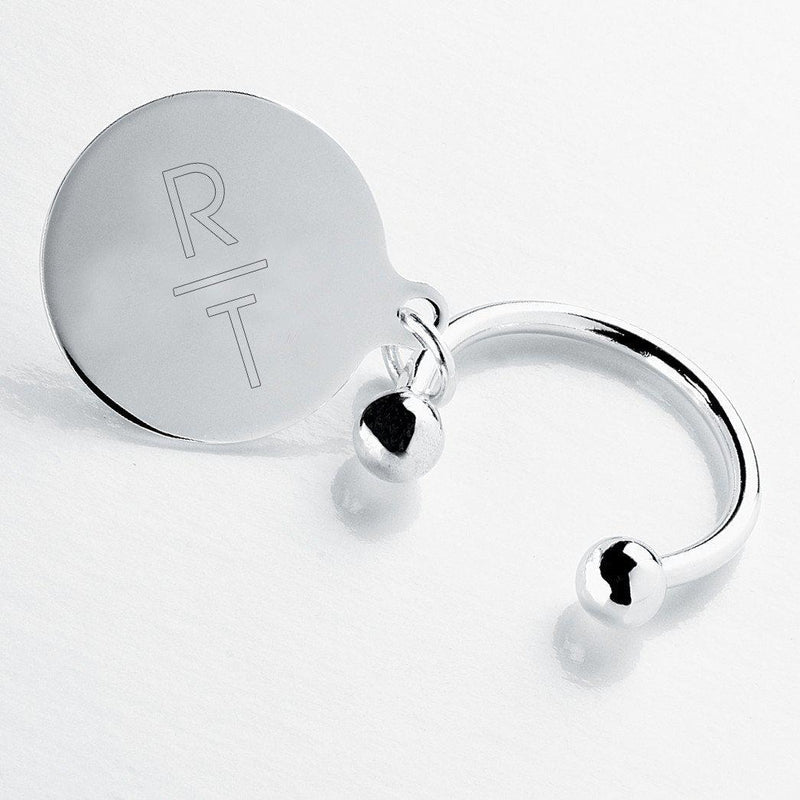 Monogram Silver Round Key Ring Keychain -  - JDS