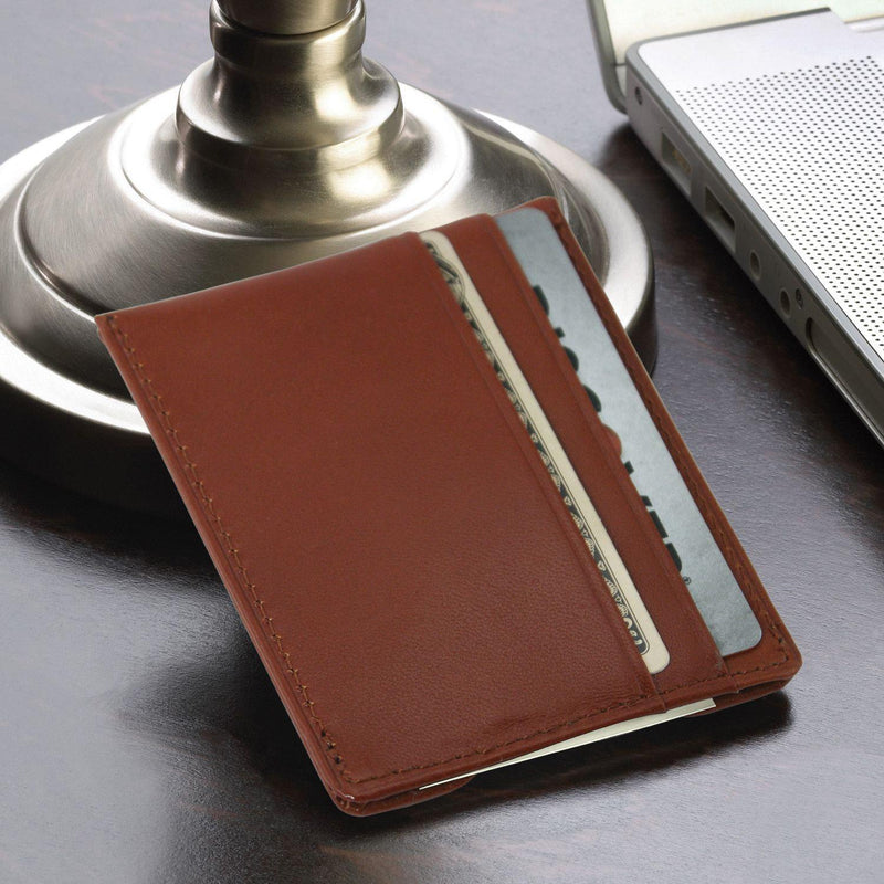 Personalized Monogram Brown Leather Wallet & Money Clip -  - JDS