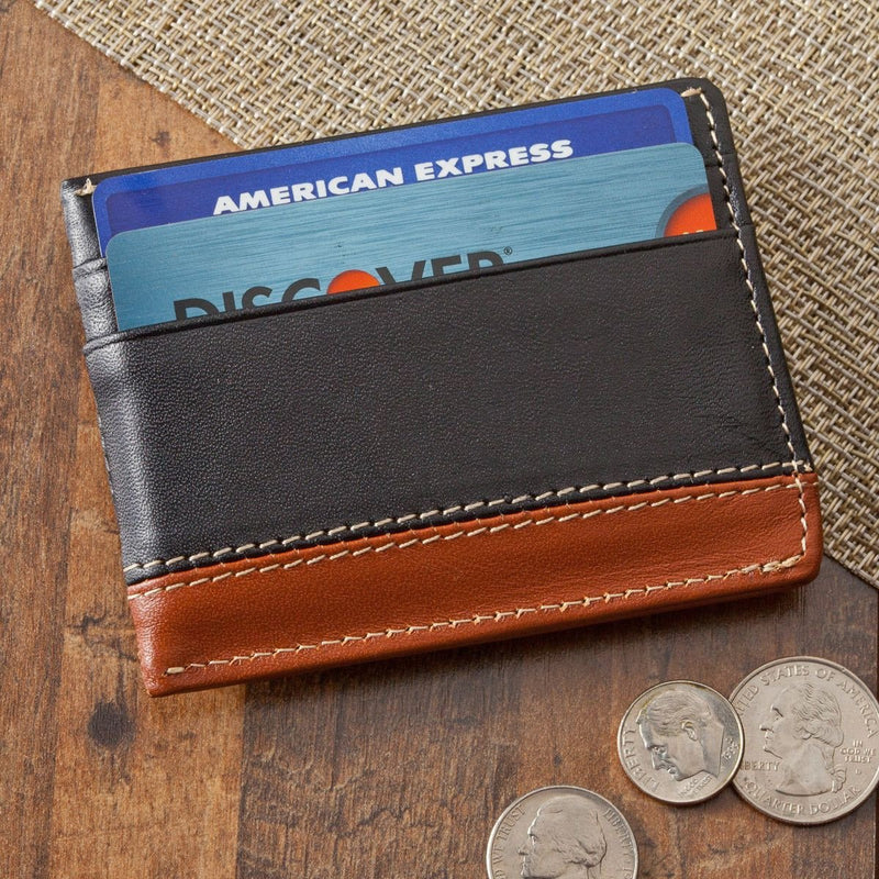 Personalized Two Toned Leather Magnetic Wallet Money Clip -  - JDS