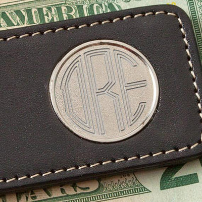 Personalized Two Toned Leather Magnetic Wallet Money Clip -  - JDS