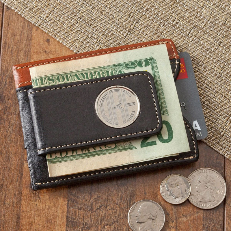 Personalized Two Toned Leather Magnetic Wallet Money Clip -  - JDS