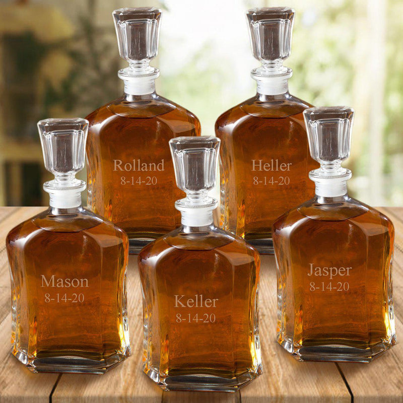 Groomsmen Gift Set of 5 Personalized Whiskey Decanters -  - JDS