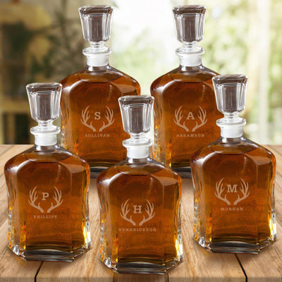 Groomsmen Gift Set of 5 Personalized Whiskey Decanters -  - JDS