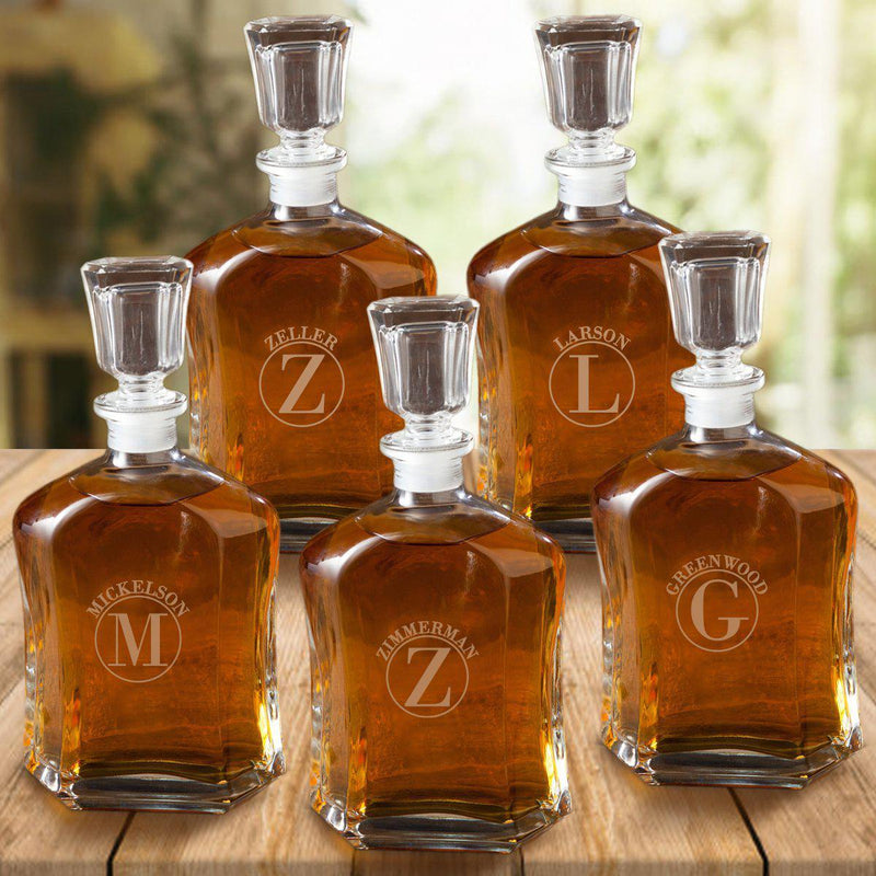 Groomsmen Gift Set of 5 Personalized Whiskey Decanters -  - JDS