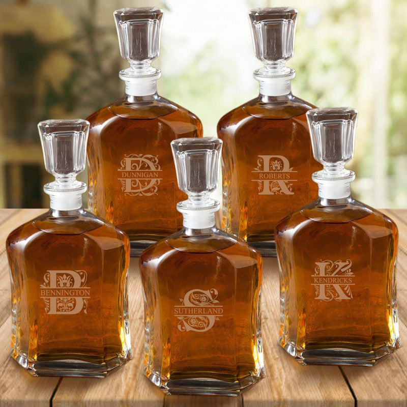 Groomsmen Gift Set of 5 Personalized Whiskey Decanters -  - JDS