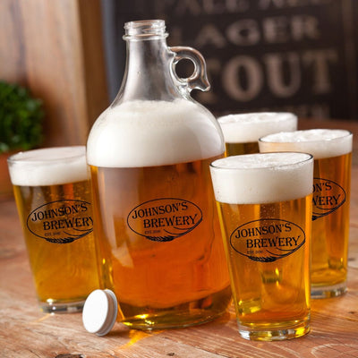 Personalized Growler Gift Set with 4 Pint Glasses - 64oz. - Weizen - JDS