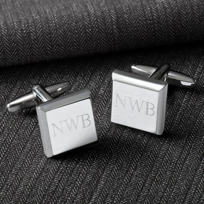 Personalized Modern Square Silver Cufflinks -  - JDS