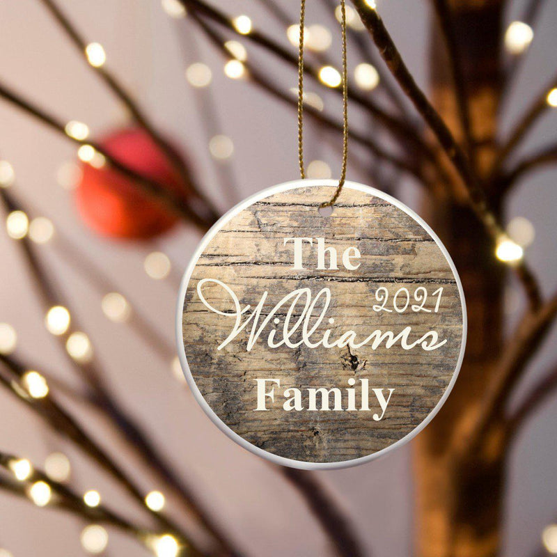 Personalized Family Name Ceramic Ornaments - Rustic - JDS