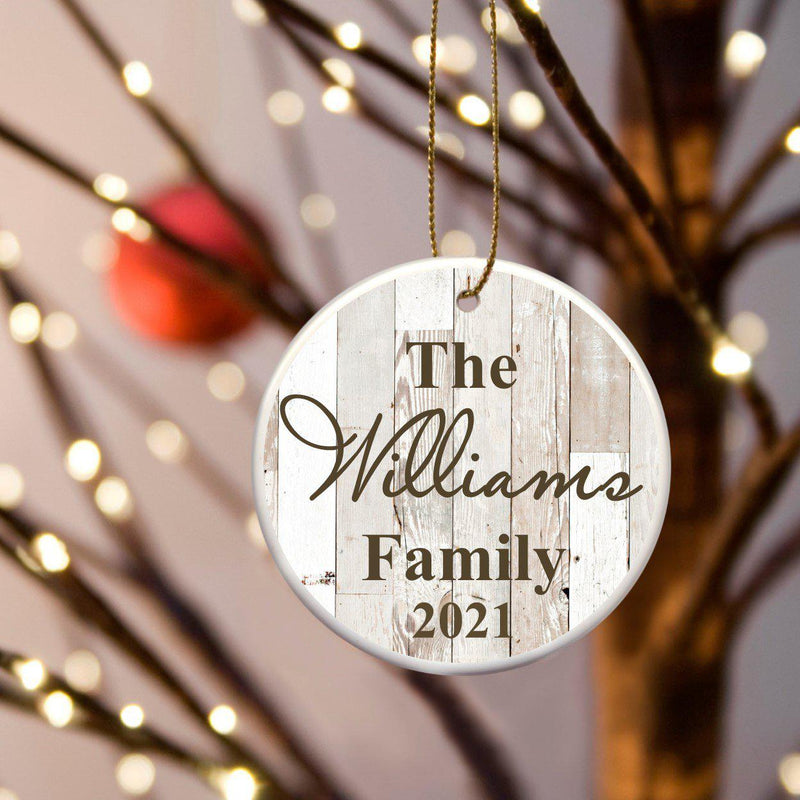 Personalized Family Name Ceramic Ornaments - White - JDS