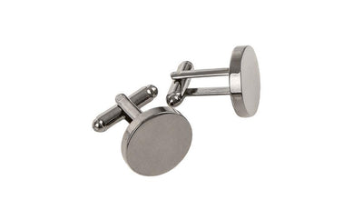 Personalized Round Gunmetal Cufflinks -  - JDS