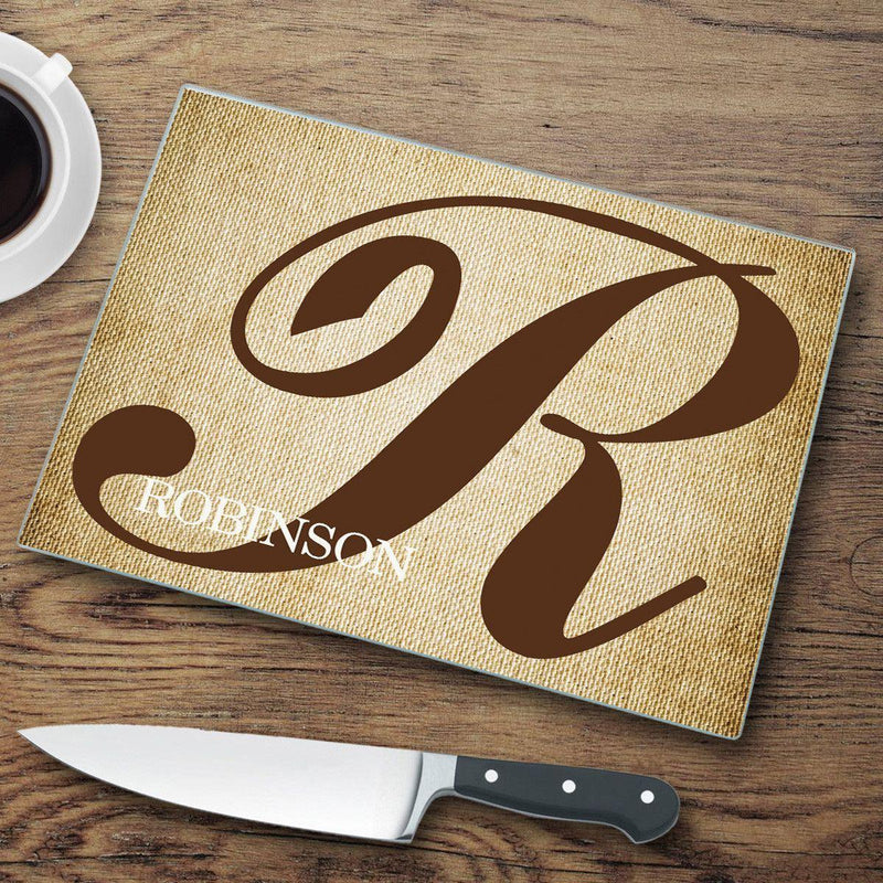 Personalized Glass Cutting Board - Initial - JDS