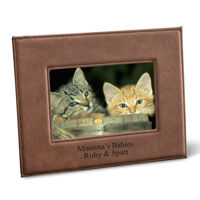 Personalized 5x7 Vegan Leather Picture Frame - Dark Brown - A Gift Personalized