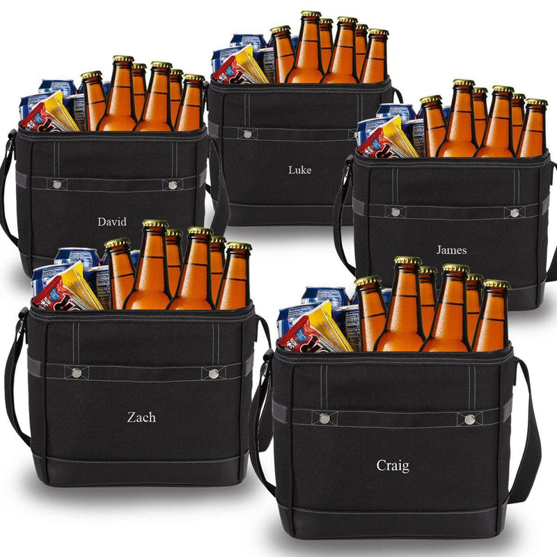 Groomsmen Gift Set of 5 Personalized Insulated 12-Pack Coolers - Black - JDS