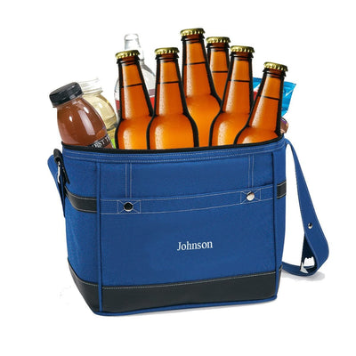 Personalized Insulated Trail Cooler Bag -  Holds 12 Pack - Blue - JDS