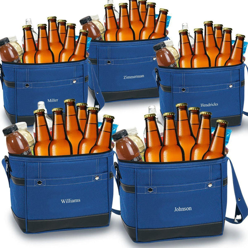 Groomsmen Gift Set of 5 Personalized Insulated 12-Pack Coolers - Blue - JDS