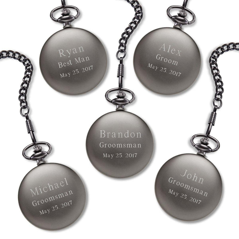 Personalized "Gears" Gunmetal Pocket Watch - Set of 5 -  - JDS