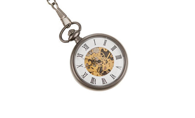 Personalized Gunmetal Pocket Watch with Gears -  - JDS