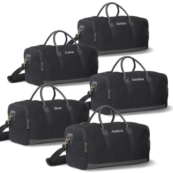 Groomsmen Gift Set of 5 Weekender Duffel Bags - Black - JDS