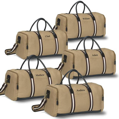 Groomsmen Gift Set of 5 Weekender Duffel Bags - Khaki - JDS