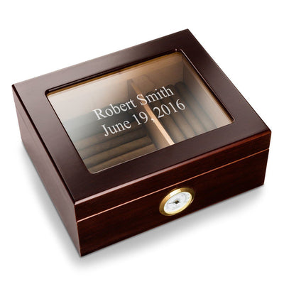 Personalized Glass Top Mahogany Humidor -