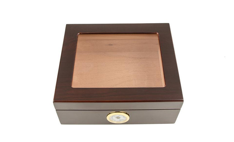 Personalized Glass Top Mahogany Humidor -