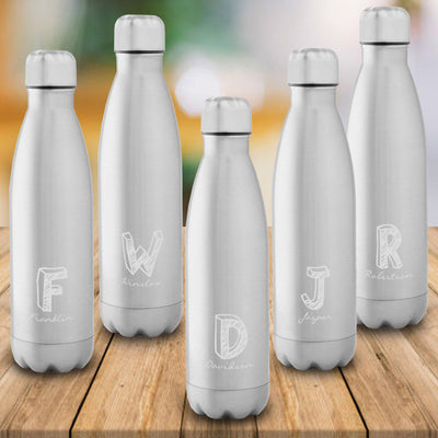 Set of 5  Personalized Stainless Steel Insulated Water Bottles - Kate - JDS