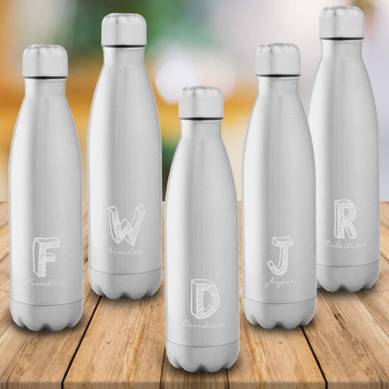 Set of 5  Personalized Stainless Steel Insulated Water Bottles - Kate - JDS